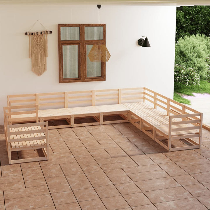 Vixl Set Șezlonguri Grădină Cu Perne, 10 Piese, , Lemn Masiv Pin