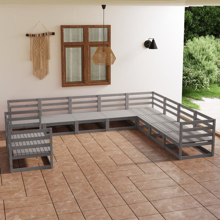 Vixl Set Șezlonguri Grădină Cu Perne, 10 Piese, , Lemn Masiv Pin