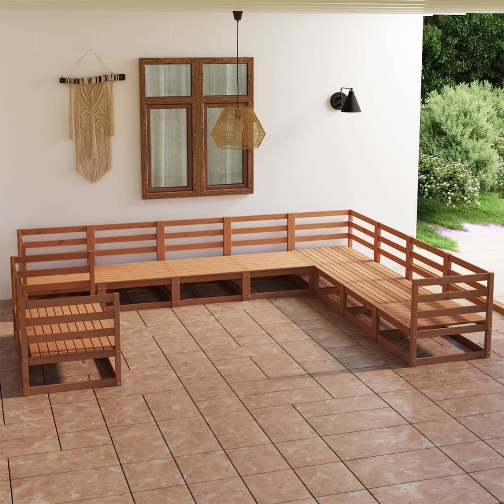 Vixl Set Șezlonguri Grădină Cu Perne, 10 Piese, , Lemn Masiv Pin