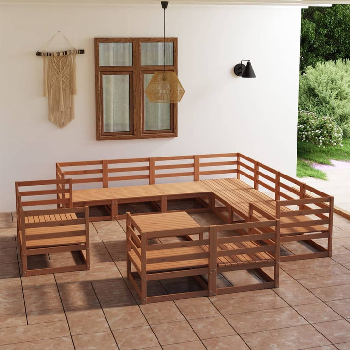 Vixl Set Mobilier Grădină&Perne 12 Piese Lemn Masiv Pin