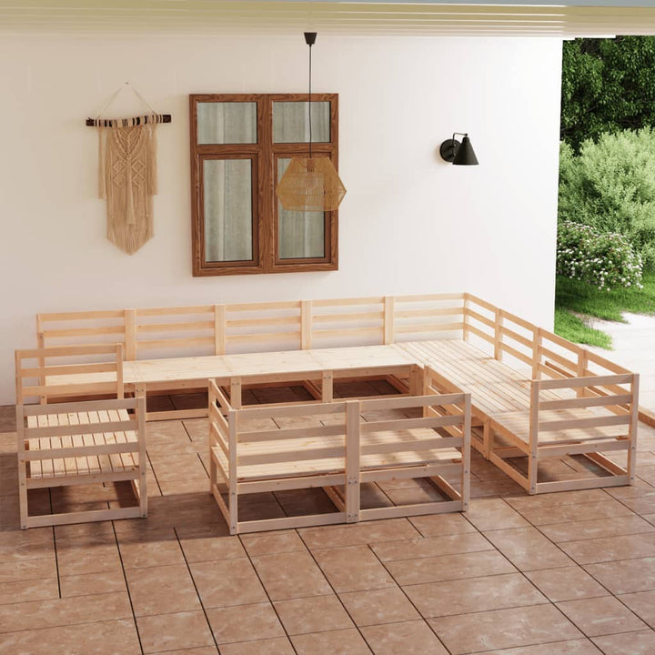 Vixl Set Mobilier Grădină Cu Perne, 12 Piese, , Lemn Masiv Pin