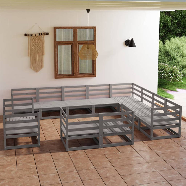Vixl Set Mobilier Grădină Cu Perne, 12 Piese, , Lemn Masiv Pin