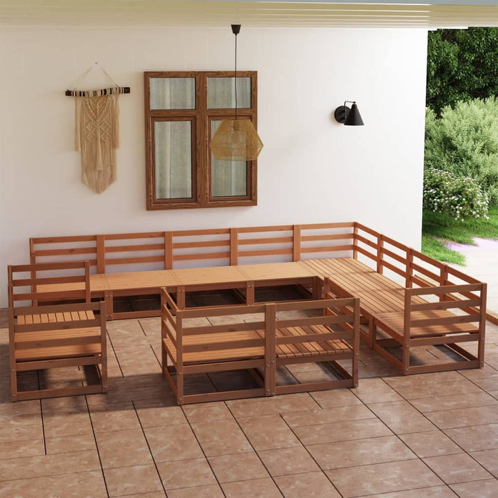 Vixl Set Mobilier Grădină Cu Perne, 12 Piese, , Lemn Masiv Pin