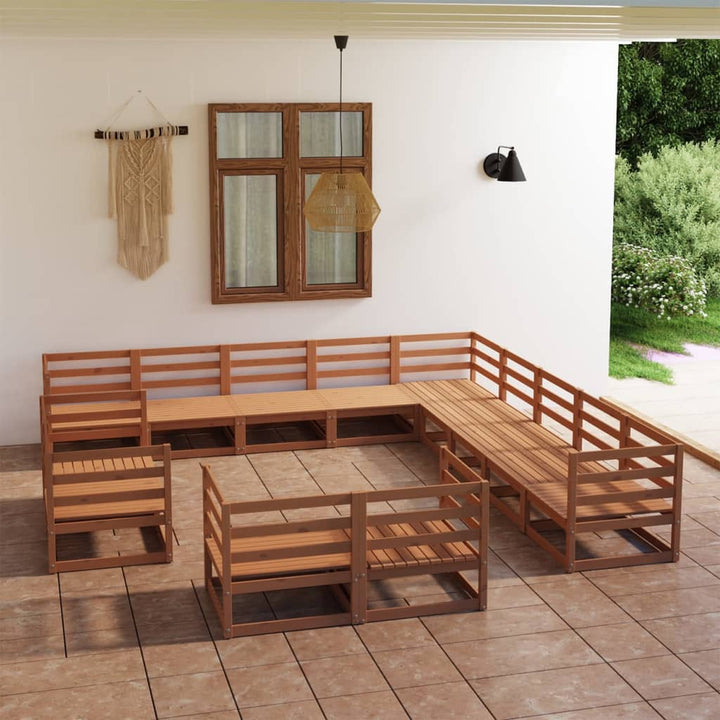 Vixl Set Mobilier De Grădină Cu Perne,13 Piese,,Lemn Masiv De Pin