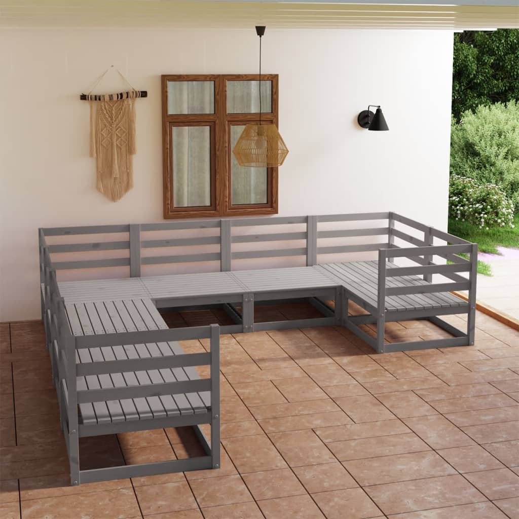 Vixl Set Mobilier Grădină Cu Perne, 8 Piese, Lemn Masiv De Pin