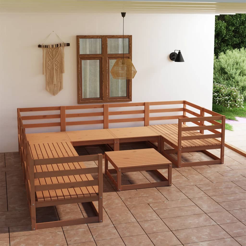 Vixl Set Mobilier Grădină Cu Perne Antracit, 9 Piese Lemn Masiv Pin