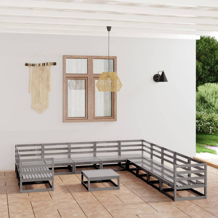 Vixl Set Mobilier Grădină&Perne 12 Piese Lemn Masiv Pin