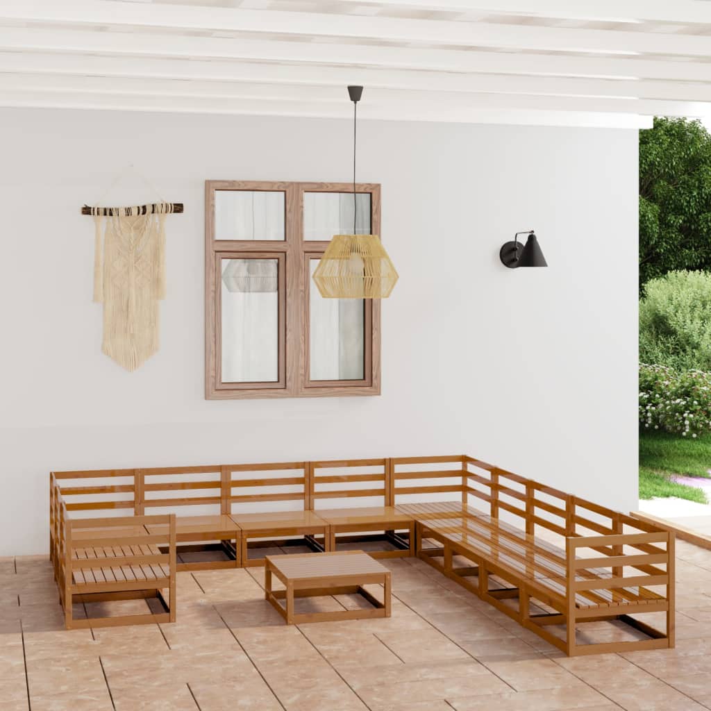 Vixl Set Mobilier Grădină&Perne 12 Piese Lemn Masiv Pin
