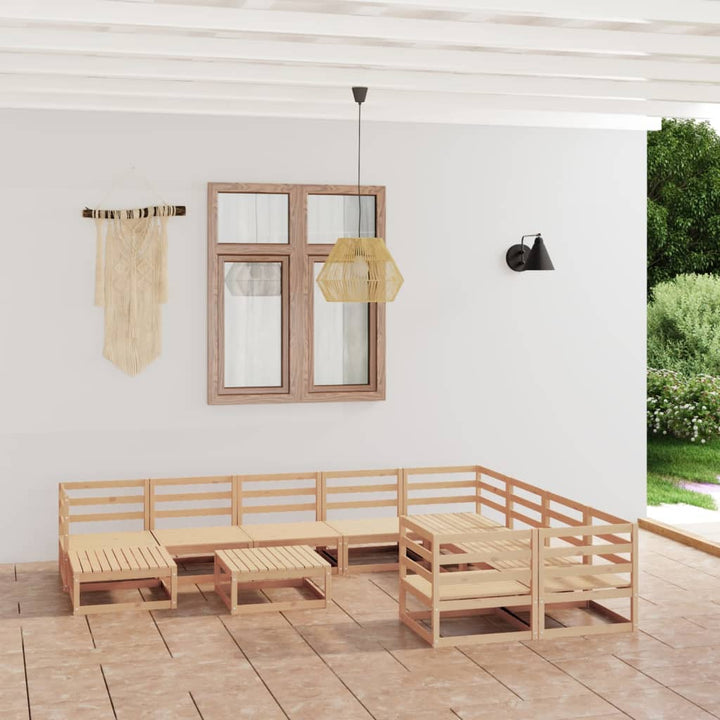 Vixl Set Mobilier Grădină Cu Perne, 11 Piese, , Lemn Masiv Pin