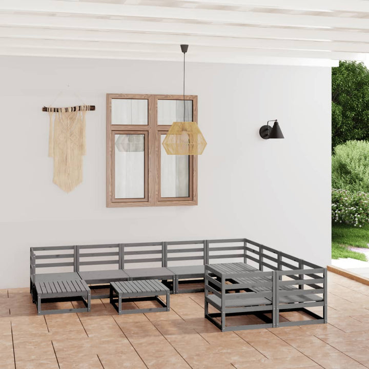 Vixl Set Mobilier Grădină Cu Perne, 11 Piese, , Lemn Masiv Pin