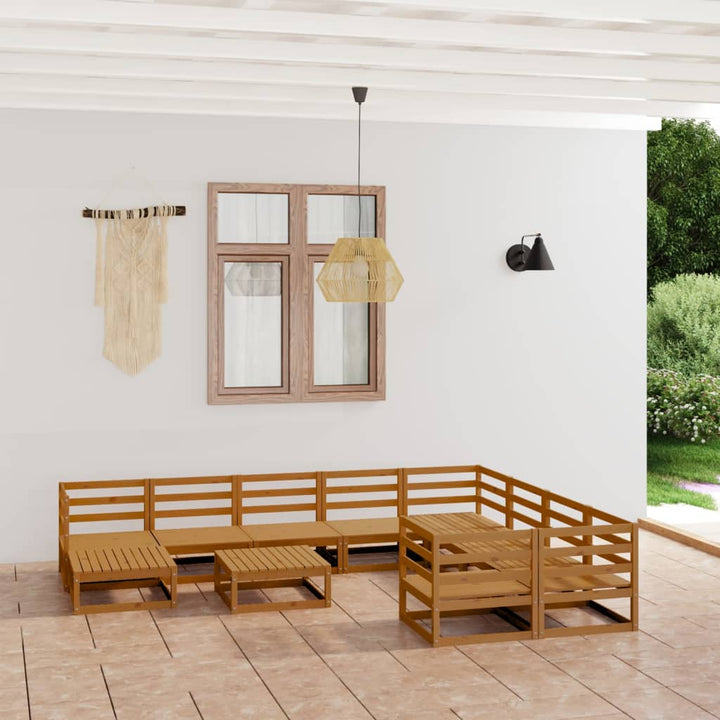 Vixl Set Mobilier Grădină Cu Perne, 11 Piese, , Lemn Masiv Pin