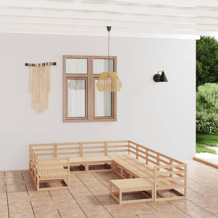 Vixl Set Mobilier Grădină Cu Perne, 11 Piese, Maro, Lemn Masiv Pin