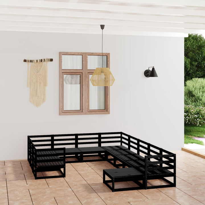 Vixl Set Mobilier Grădină Cu Perne, 11 Piese, Maro, Lemn Masiv Pin