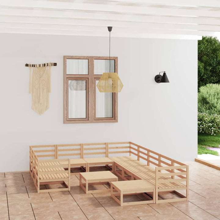 Vixl Set Mobilier Grădină Cu Perne, 12 Piese, Lemn Masiv De Pin