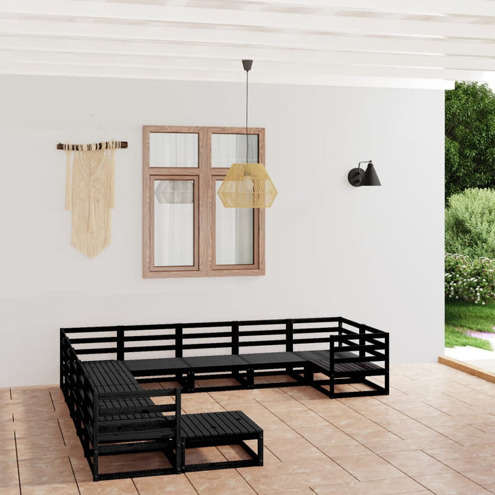 Vixl Set Mobilier Grădină Cu Perne, 11 Piese, Maro, Lemn Masiv Pin