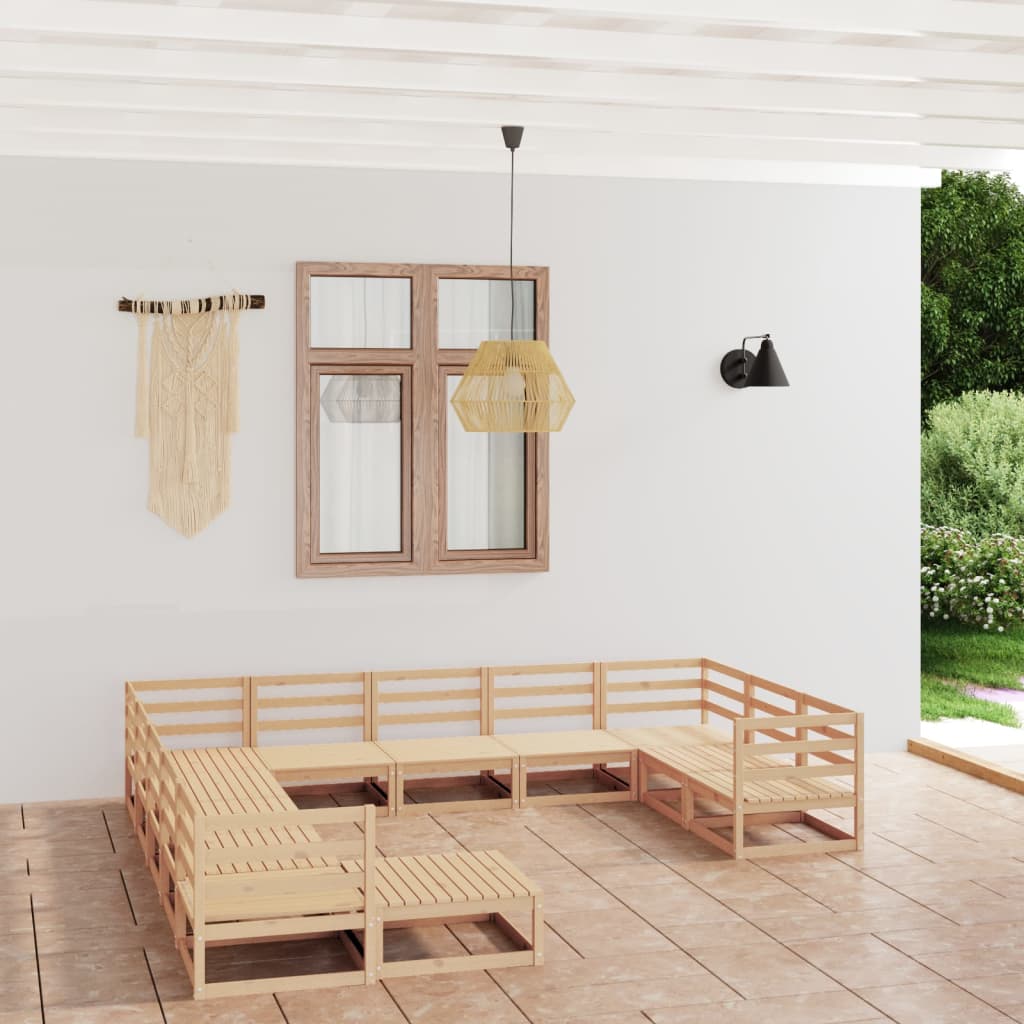 Vixl Set Mobilier Grădină Cu Perne Antracit, 12 Piese Lemn Masiv Pin