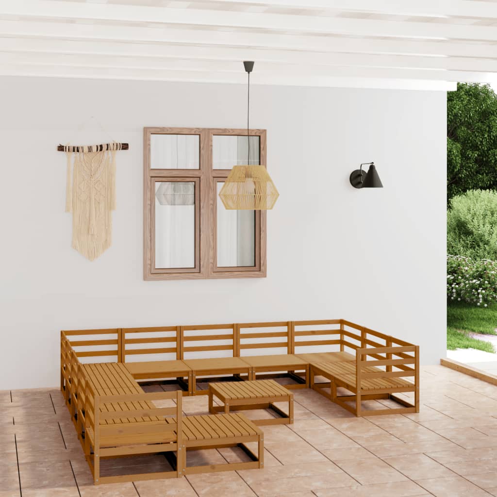 Vixl Set Mobilier Grădină Perne, 13 Piese, , Lemn Masiv Pin