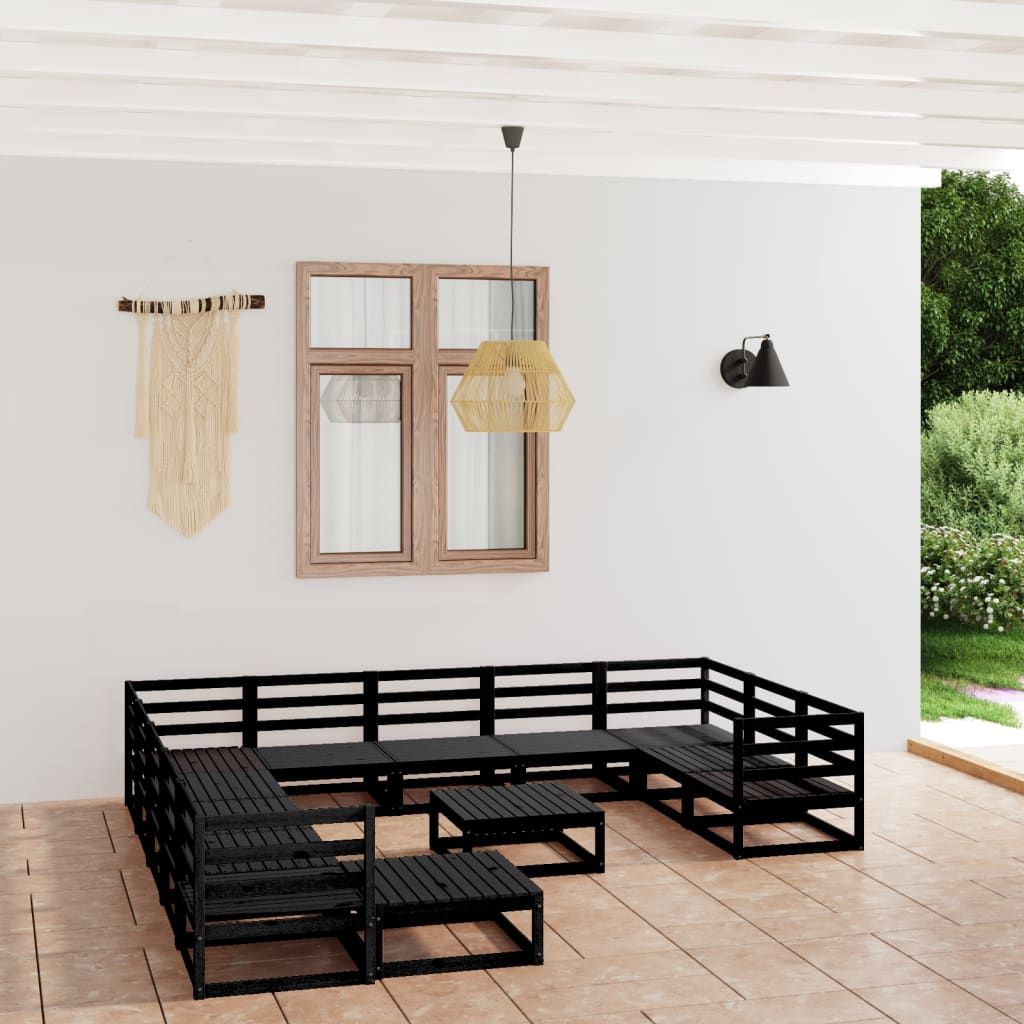 Vixl Set Mobilier Grădină Perne, 13 Piese, , Lemn Masiv Pin