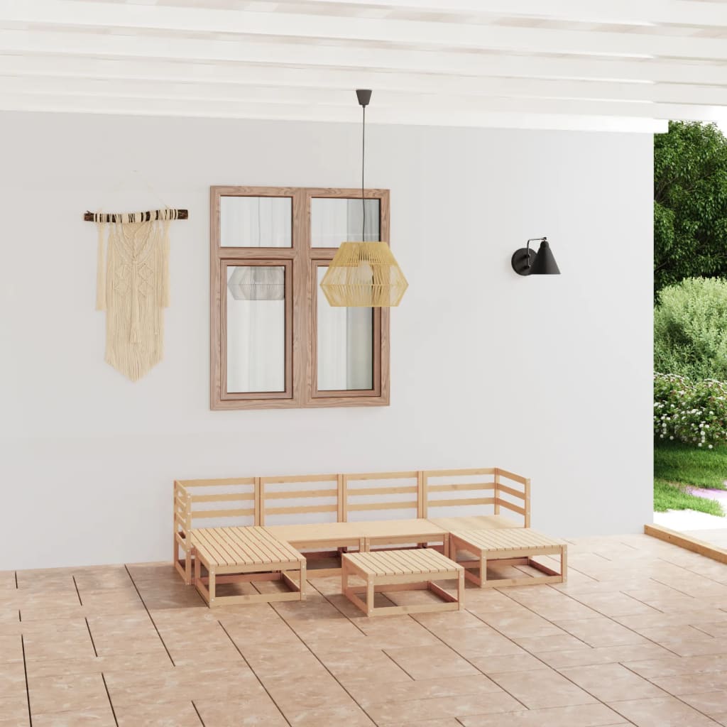 Vixl Set Mobilier Grădină Cu Perne, 7 Piese, , Lemn Masiv Pin