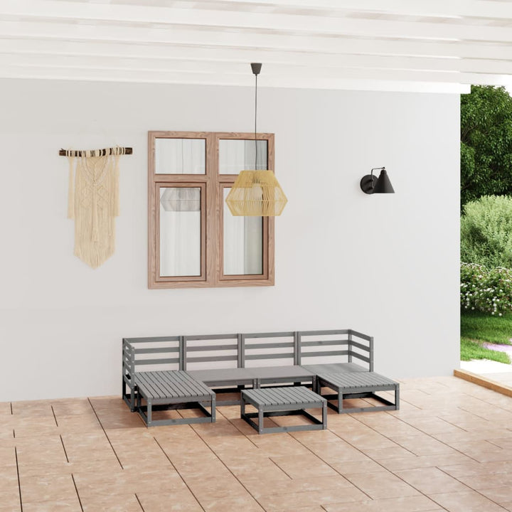 Vixl Set Mobilier Grădină Cu Perne, 7 Piese, , Lemn Masiv Pin