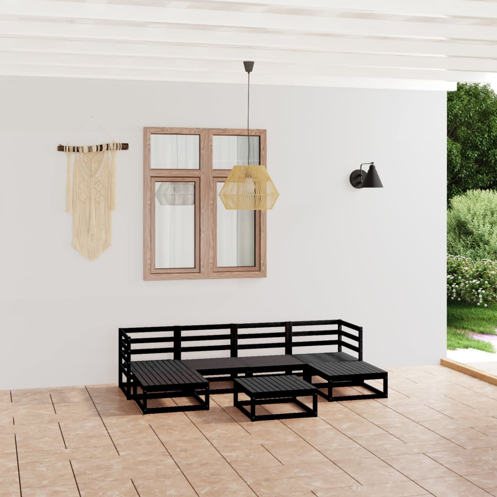 Vixl Set Mobilier Grădină Cu Perne, 7 Piese, , Lemn Masiv Pin