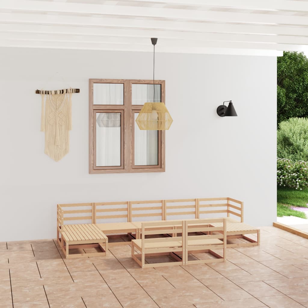 Vixl Set Mobilier Grădină Cu Perne, 9 Piese, Lemn Masiv De Pin