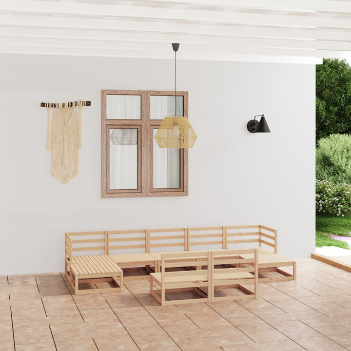 Vixl Set Mobilier Grădină Cu Perne, 9 Piese, Lemn Masiv De Pin