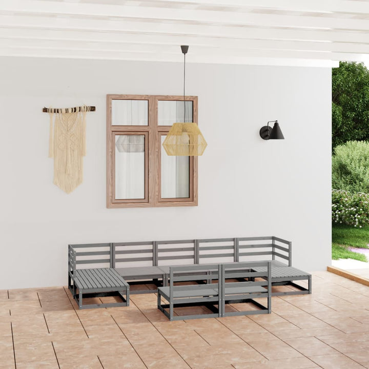 Vixl Set Mobilier Grădină Cu Perne, 9 Piese, Lemn Masiv De Pin