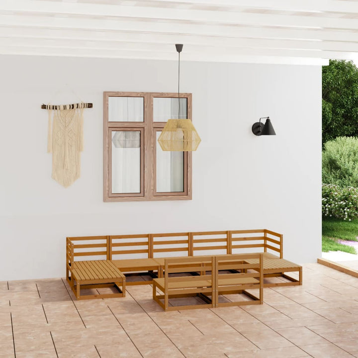 Vixl Set Mobilier Grădină Cu Perne, 9 Piese, Lemn Masiv De Pin