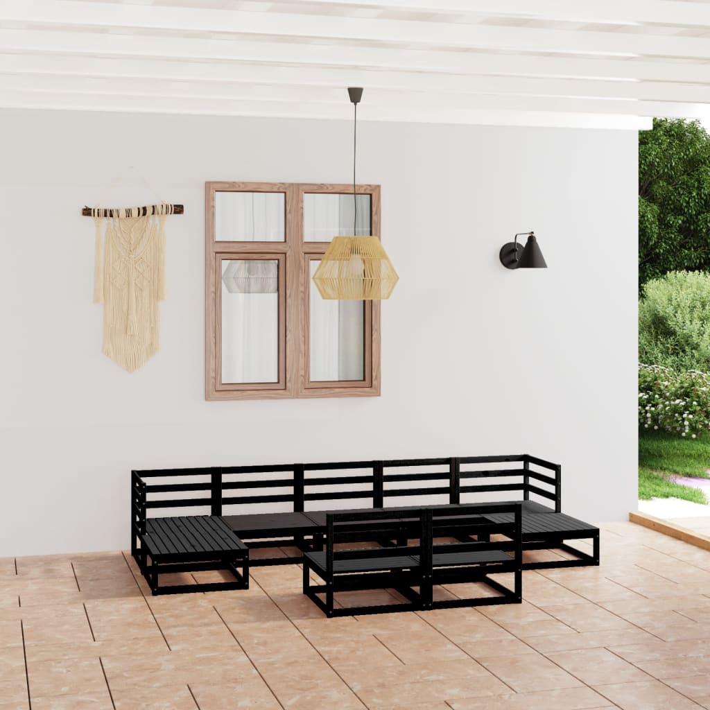 Vixl Set Mobilier Grădină Cu Perne, 9 Piese, Lemn Masiv De Pin
