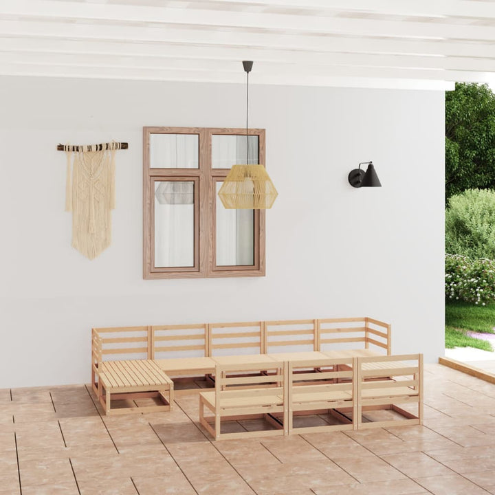 Set Mobilier De Grădină, 10 Piese, Lemn Masiv De Pin