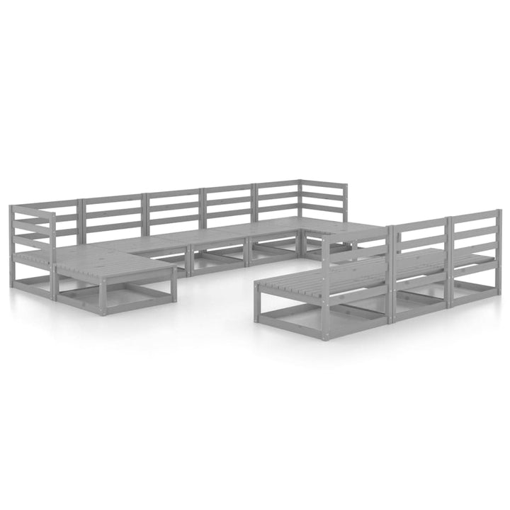 Set Mobilier De Grădină, 10 Piese, Lemn Masiv De Pin