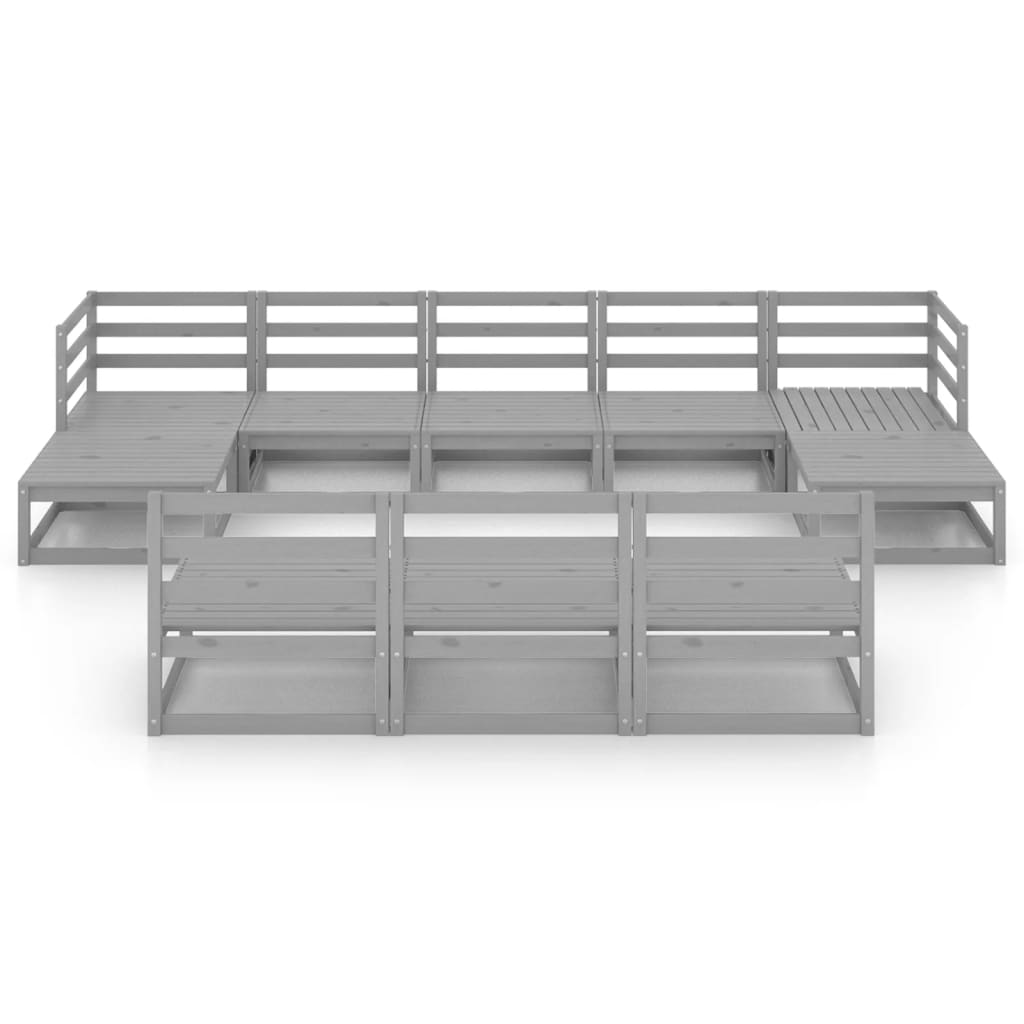 Set Mobilier De Grădină, 10 Piese, Lemn Masiv De Pin