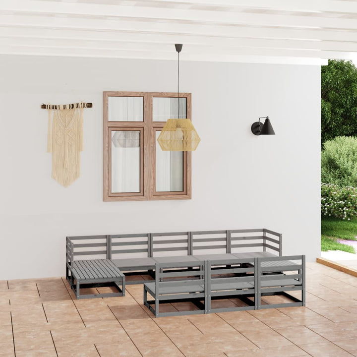 Set Mobilier De Grădină, 10 Piese, Lemn Masiv De Pin