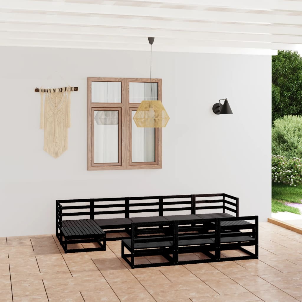 Set Mobilier De Grădină, 10 Piese, Lemn Masiv De Pin