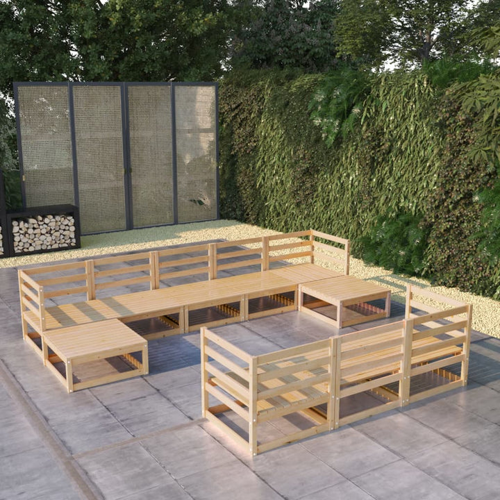 Vixl Set Mobilier Grădină Perne, 10 Piese, Lemn Masiv Pin