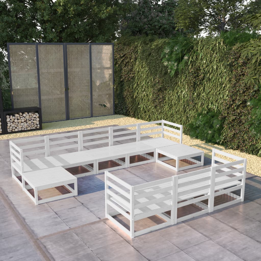 Vixl Set Mobilier Grădină Perne, 10 Piese, Lemn Masiv Pin