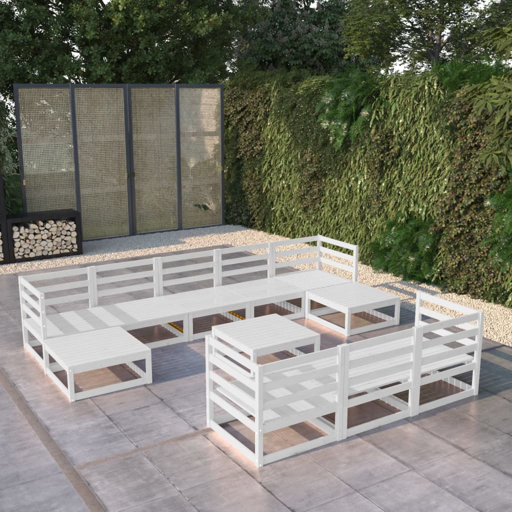 Vixl Set Mobilier Grădină Cu Perne, 11 Piese, Lemn Masiv De Pin