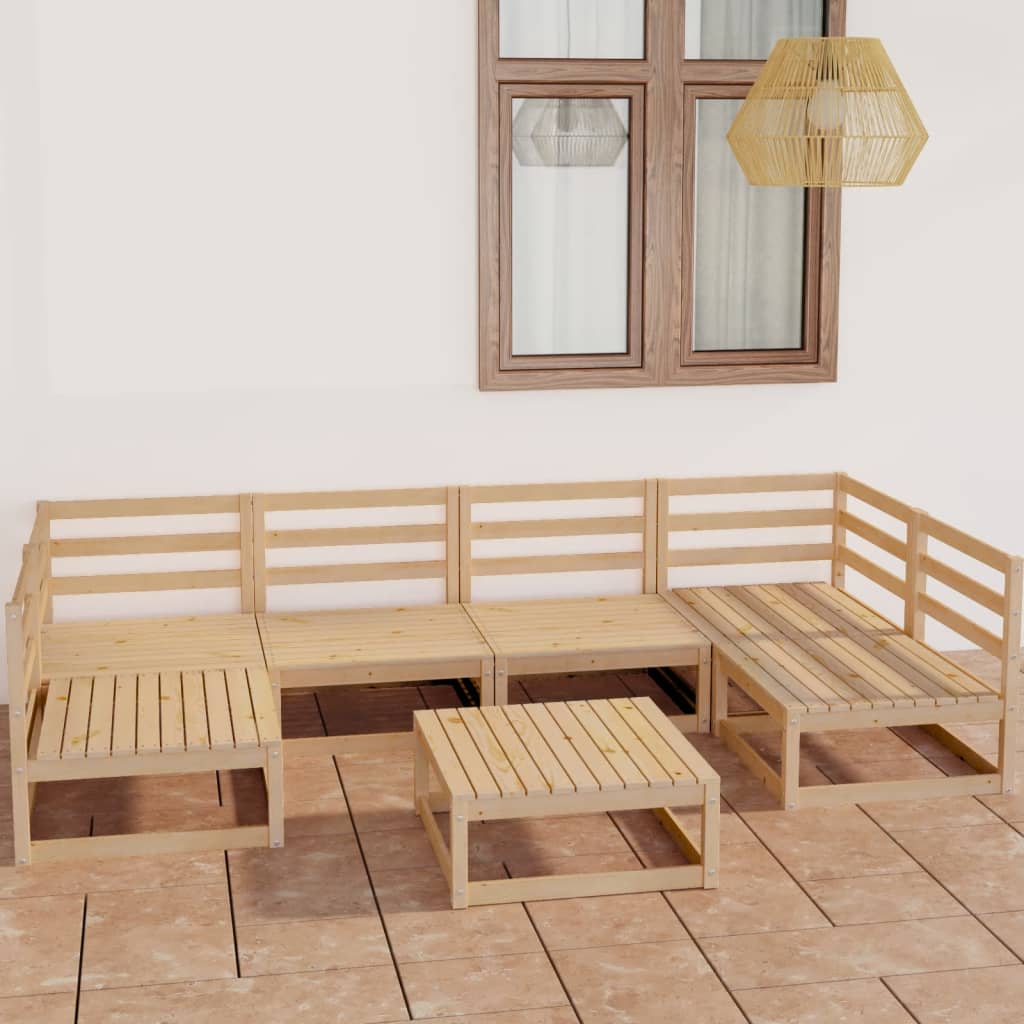 Vixl Set Mobilier Grădină Cu Perne Antracit, 7 Piese, Lemn Masiv Pin