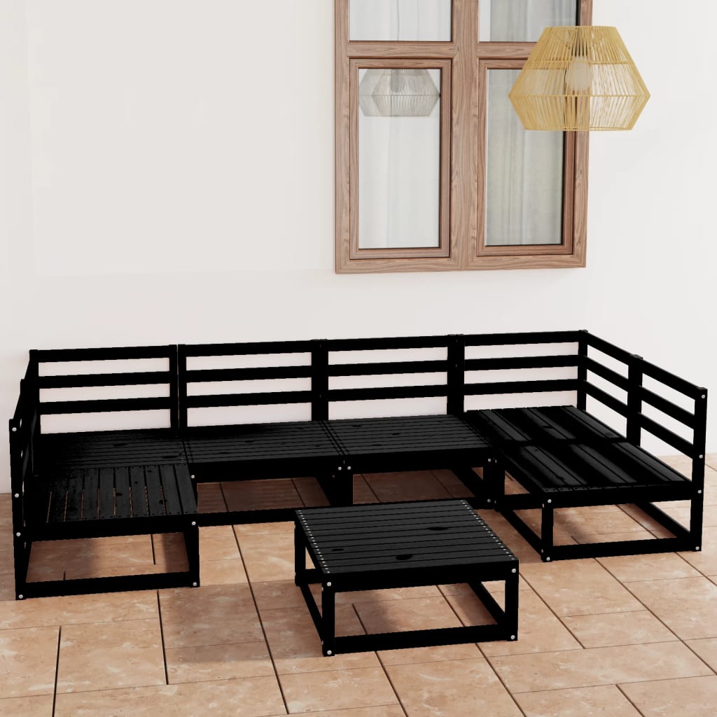 Vixl Set Mobilier Grădină Cu Perne Antracit, 7 Piese, Lemn Masiv Pin