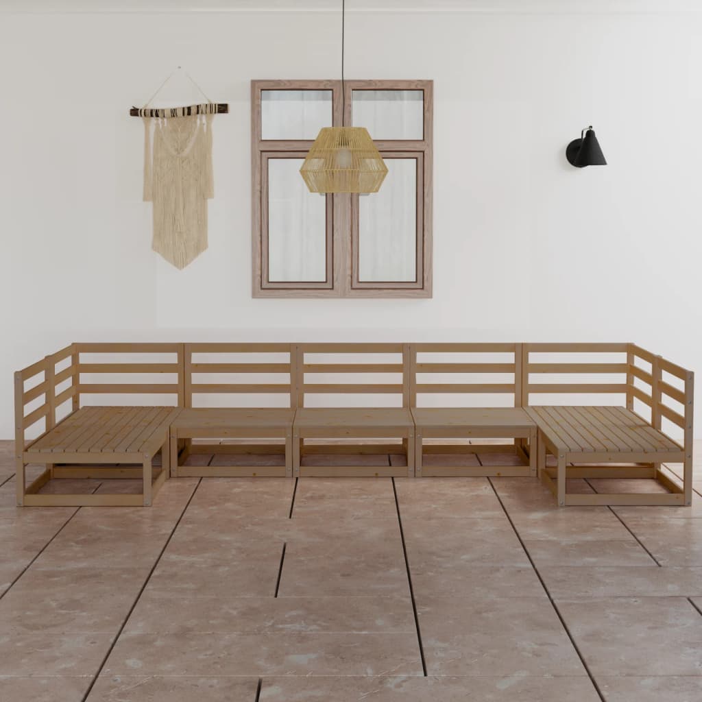 Vixl Set Mobilier De Grădină Cu Perne, 7 Piese, , Lemn Masiv Pin