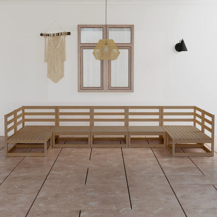 Vixl Set Mobilier De Grădină Cu Perne, 7 Piese, , Lemn Masiv Pin