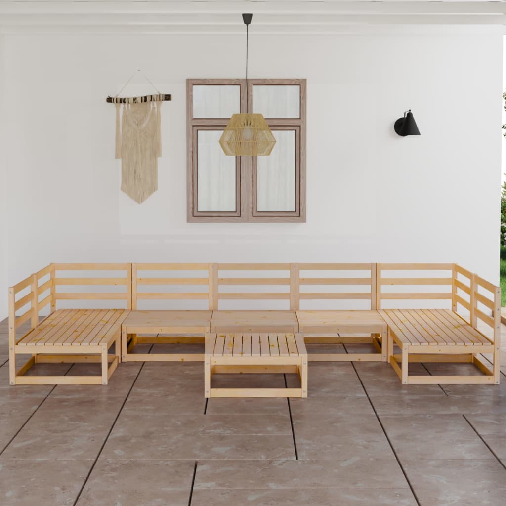 Vixl Set Mobilier Grădină, Perne, 8 Piese, Lemn Masiv Pin