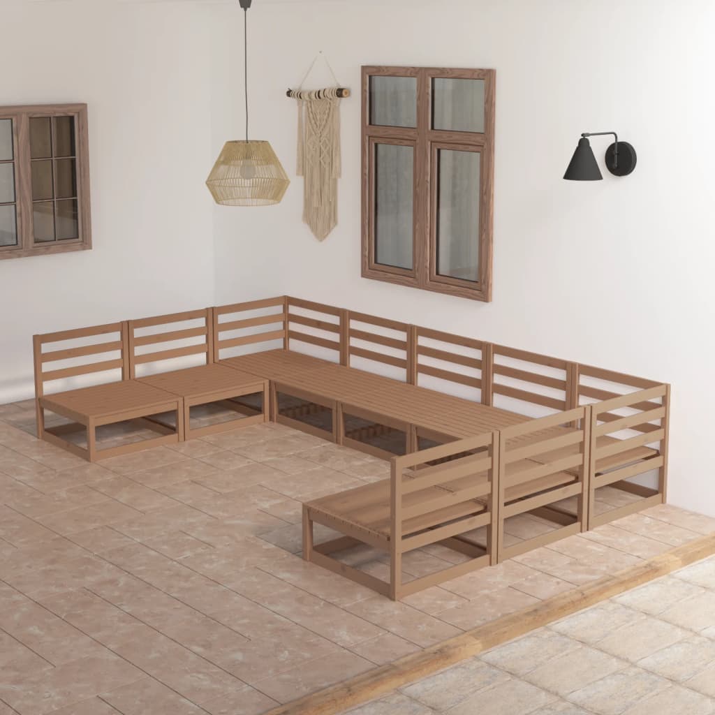 Vixl Set Mobilier Grădină Cu Perne, 9 Piese, , Lemn Masiv De Pin