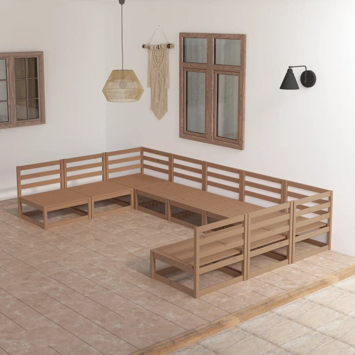 Vixl Set Mobilier Grădină Cu Perne, 9 Piese, , Lemn Masiv De Pin