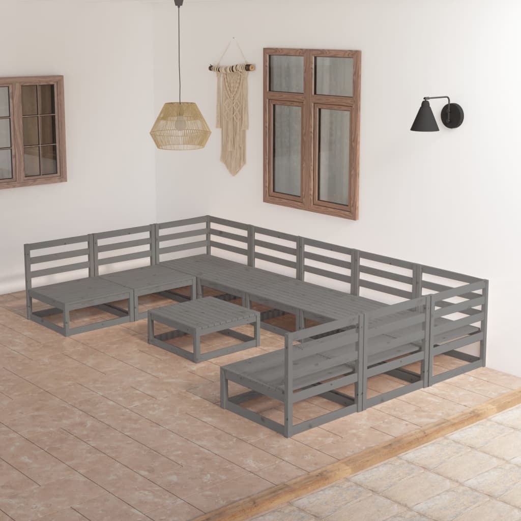 Vixl Set Șezlonguri Grădină Cu Perne, 10 Piese, , Lemn Masiv Pin