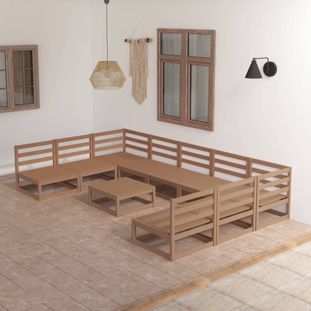 Vixl Set Șezlonguri Grădină Cu Perne, 10 Piese, , Lemn Masiv Pin