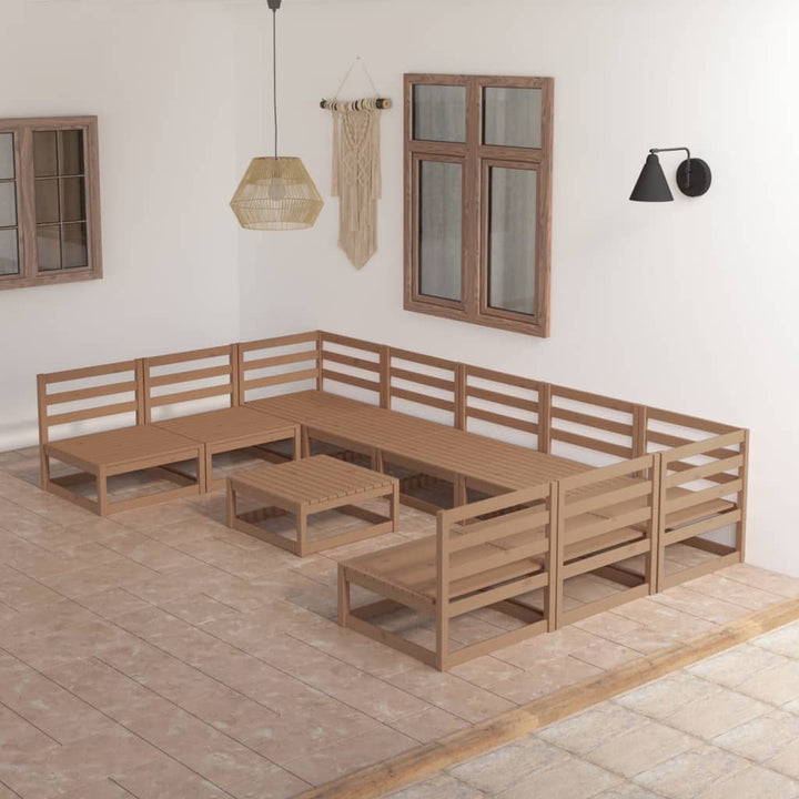 Vixl Set Șezlonguri Grădină Cu Perne, 10 Piese, , Lemn Masiv Pin