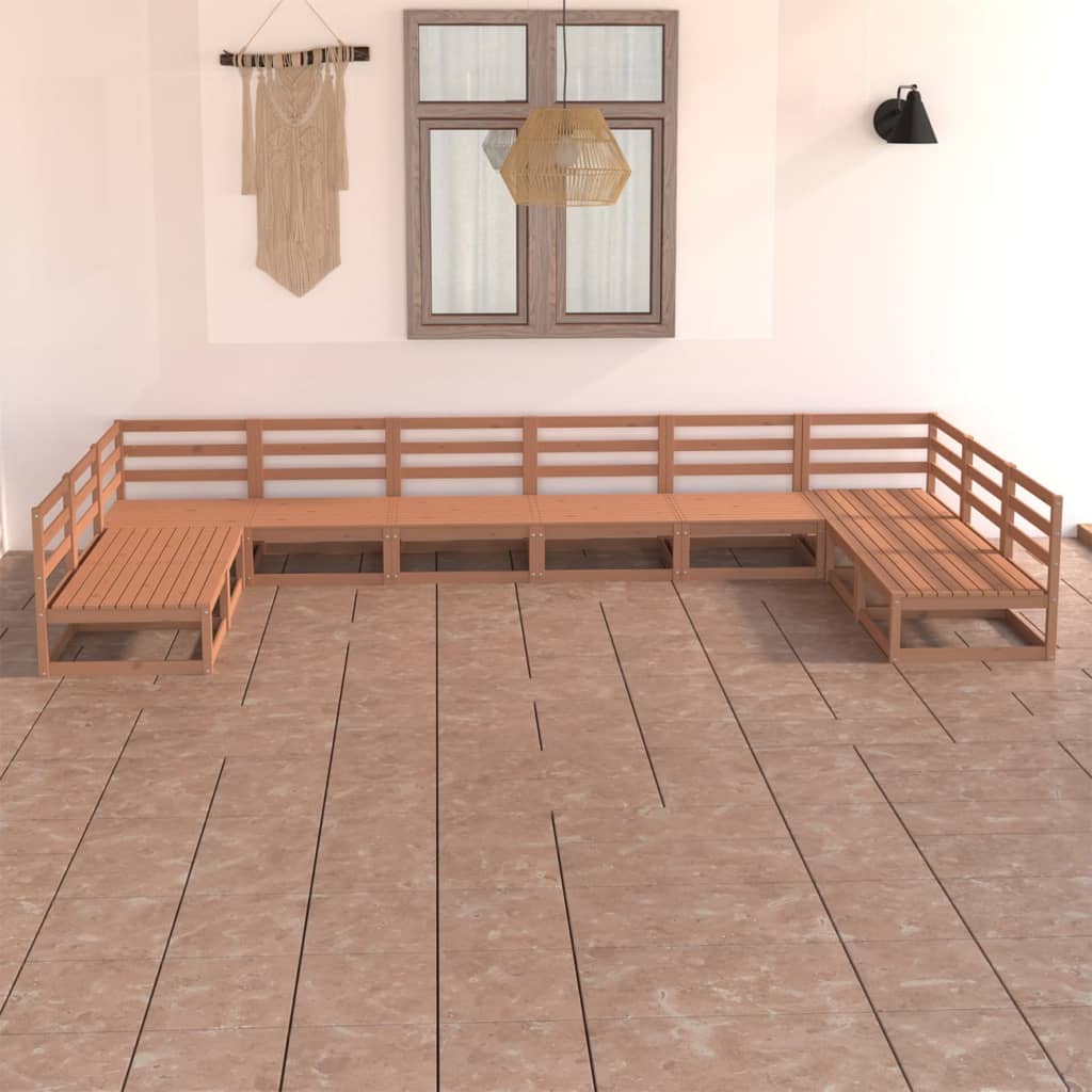 Vixl Set Șezlonguri Grădină Cu Perne, 10 Piese, , Lemn Masiv Pin