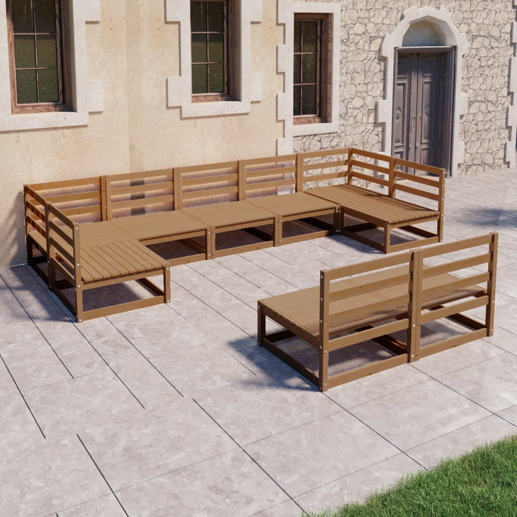 Vixl Set Mobilier Grădină Cu Perne, 9 Piese, Lemn Masiv De Pin